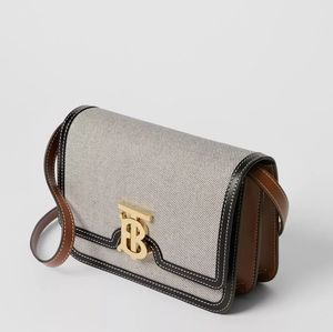Burberry Small tri-tone canvas and leather TB bag